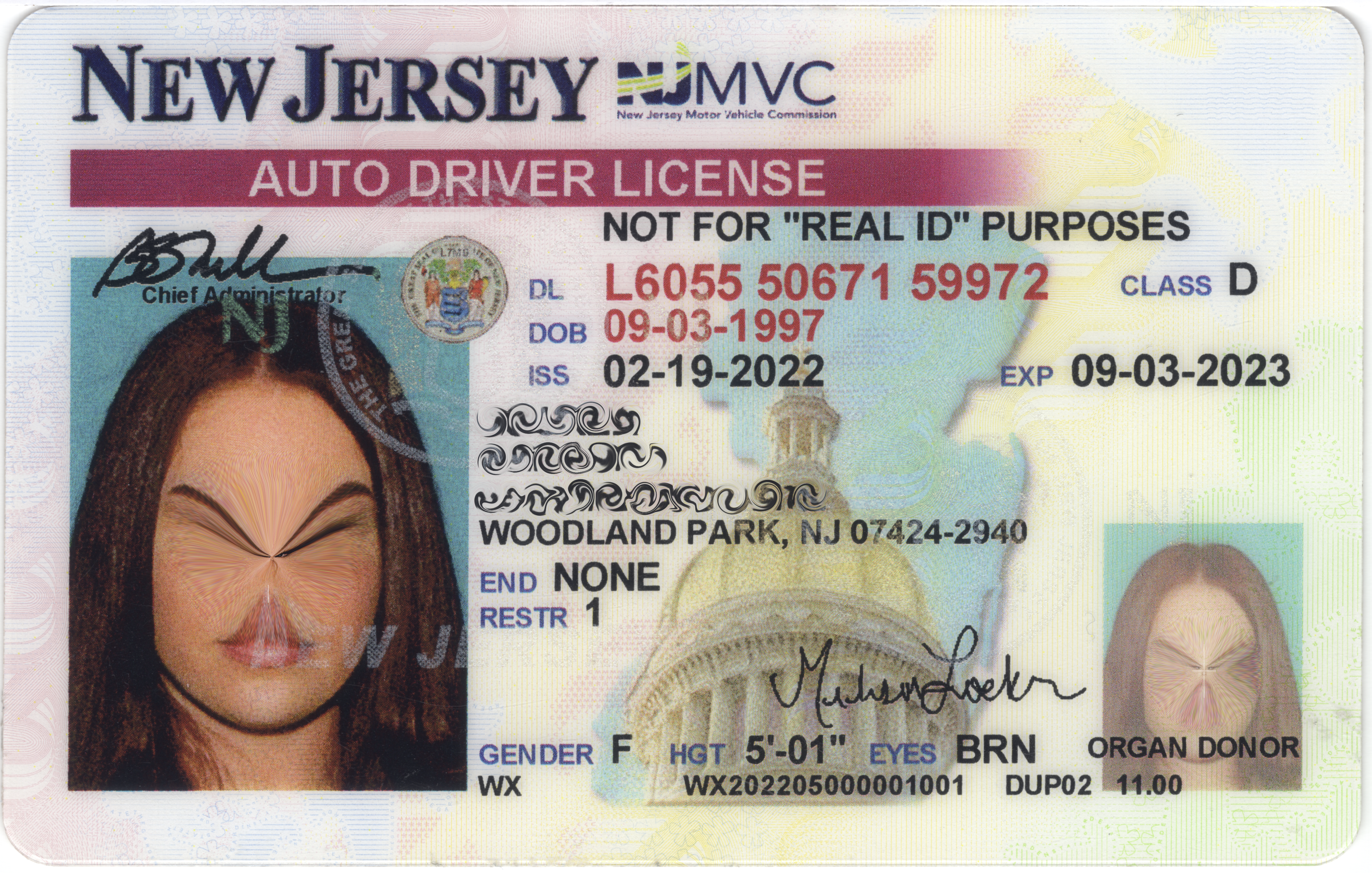 Front of NJ ID